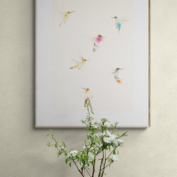 Hummingbirds Watercolor Art Print - Humming Bird Wall Art
