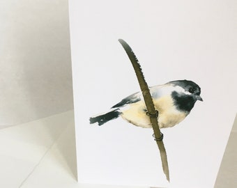 Bird Art Card Blank Greeting Card Chicadee