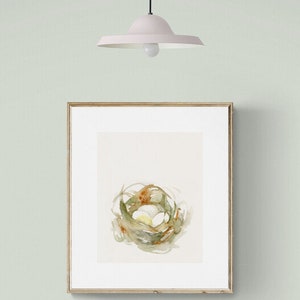 Birds Nest Watercolor Art Print Neutral Wall Art image 9