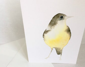 Bird Art Card Blank Greeting Card Yellow Bird