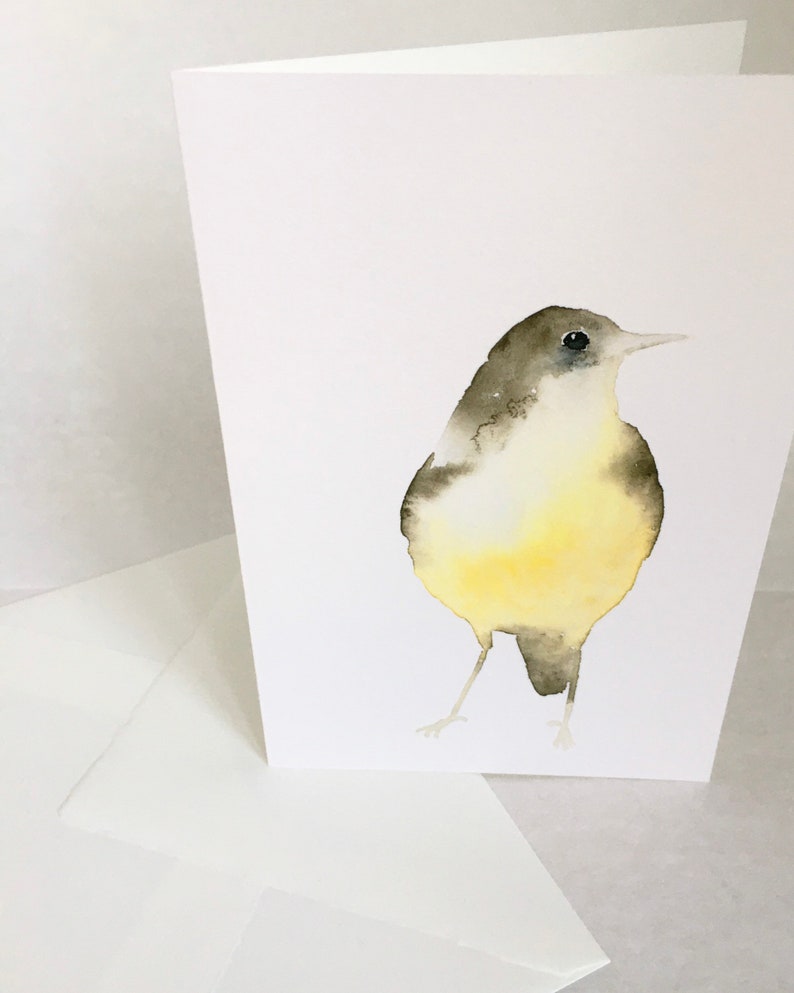 Bird Art Card Blank Greeting Card Yellow Bird image 1