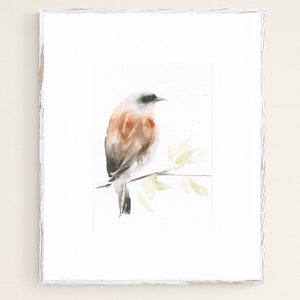 Bird Art Watercolor Original Painting Red-backed Shrike image 1