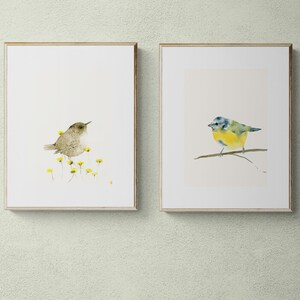 Blue Tit Bird Watercolor Print Garden Bird Wall Decor image 4