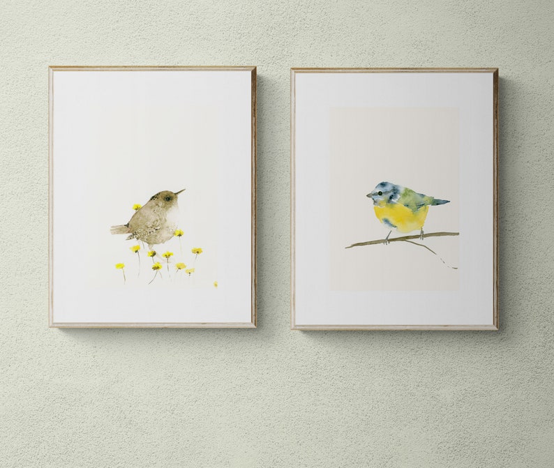 Blue Tit Bird Watercolor Print Garden Bird Wall Decor image 4