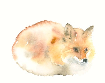 Fine Art Print from Original Watercolor Fox - Woodland Animals Wall Decor