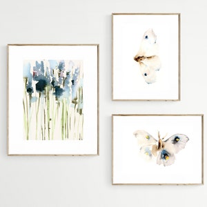 White Moth Watercolor Digital Print Butterfly Wall Decor, Nature Gift image 1