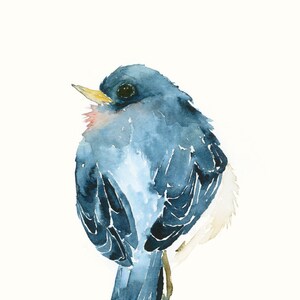 Blue Bird Watercolor Art Print Bird Wall Art image 2