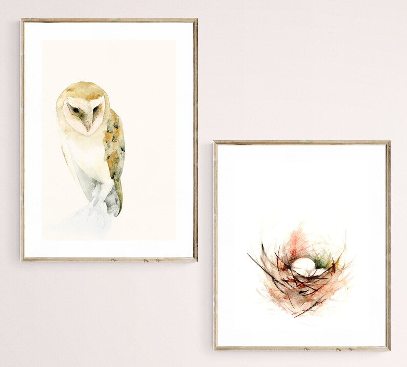 Barn Owl Watercolor Print Bird Wall Art, Gift for Owl Lover image 6