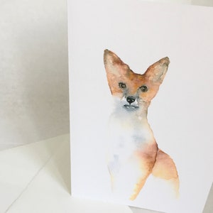 Fox Watercolor Art Card Blank Greeting Card