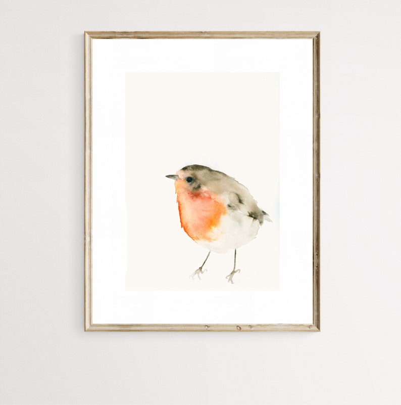 Red Robin Bird Watercolor Art Print image 3