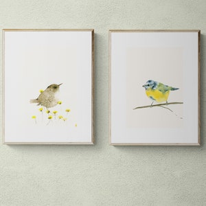 Bird Watercolor Art Print Blue Tit Garden Bird Wall Decor image 5