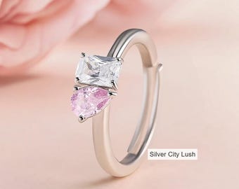 Anillo de topacio rosa en plata de ley 925 con acabado en oro de 14k, el mejor regalo para cumpleaños, aniversario, anillo de moda para uso en la oficina.