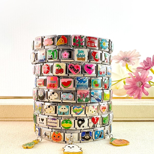 Benutzerdefinierte italienisches Bettelarmband-Silber Italien Charms-Personalisierte Schmuck Geschenke für Sie, Geburtstagsgeschenk, Valentinstag Geschenk, Tochter Geschenk