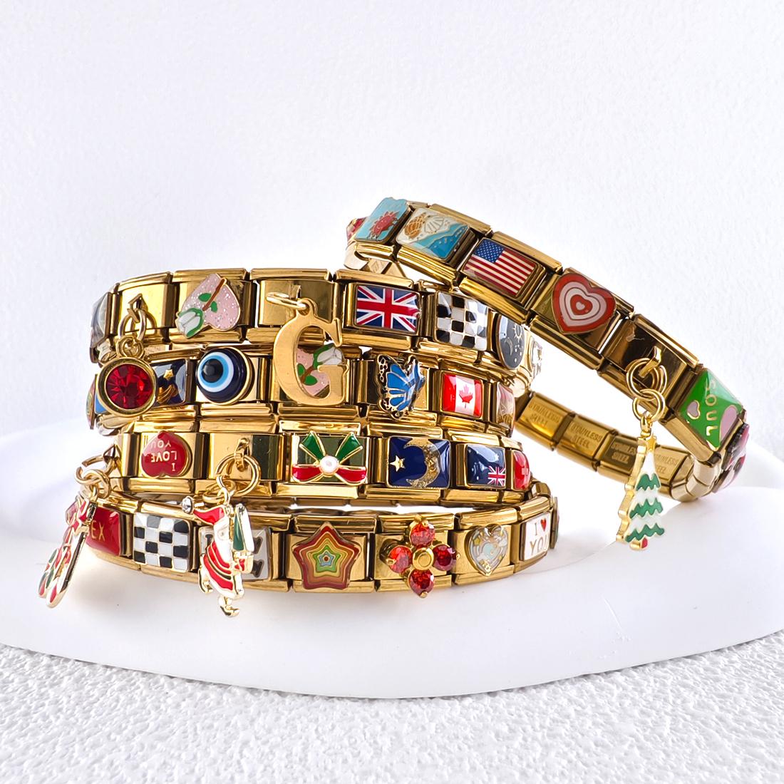 Bracelet femme et ados en argent et cristaux colorés original élégant Bracelet femme et ados en argent et cristaux colorés original élégant