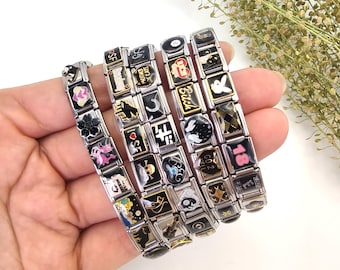 Braccialetto con ciondoli italiani in argento, ciondoli personalizzati in Italia, regali di gioielli personalizzati per lei, braccialetto per la migliore amica, regalo di compleanno, regalo per figlia