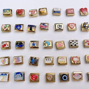 Gold Italian Charm Bracelet,Individual 9mm Italian Charm For Bracelet,Personalized italy charm with Unique,Colorful Italian Watch Charms
