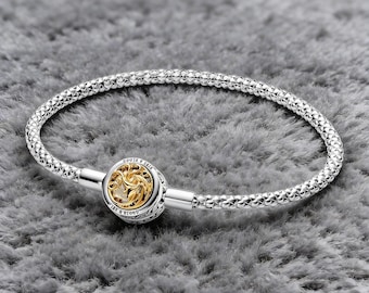 Pandora x ゲーム・オブ・スローンズ 14Kゴールドメッキ ハウスシジルクラスプ スタッズチェーンブレスレット、S925シルバーブレスレット、MEチャームブレスレット、シンプルブレスレット