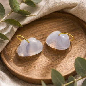 Blue Lace Agate Cloud Necklace Charm | Pastel Striped Gemstone Pendant, Dainty Gold Jewelry Gift