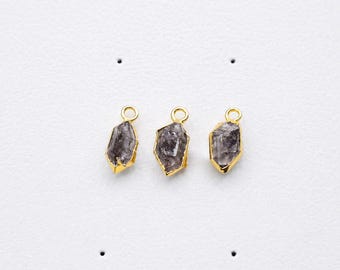 Pingente com borda Herkimer bruta – Conector de cristal banhado a ouro para confecção de joias DIY