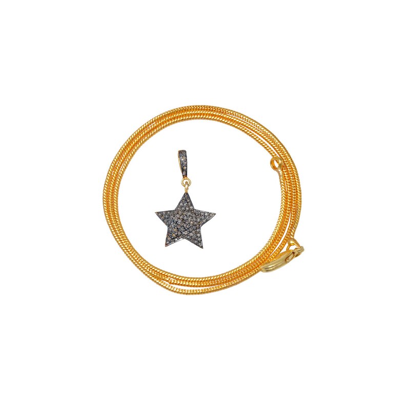 Star Shaped Pave Diamond Pendant Made In 925 Sterling Silver DP1032
