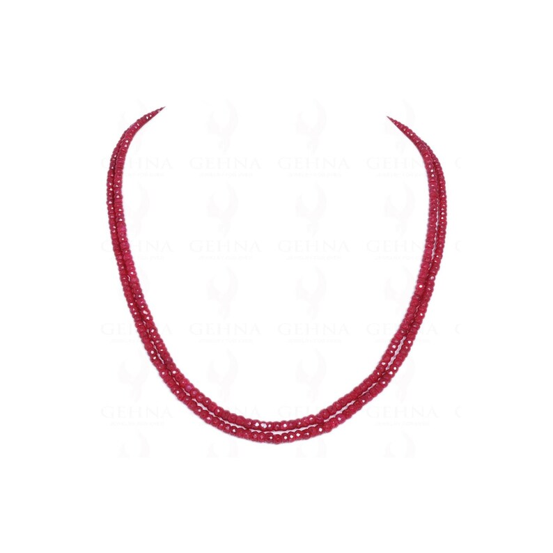 2 Rows Of Ruby Gemstone Round Faceted Bead NP1148
