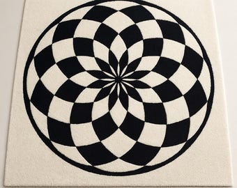 Optical Illusion Rug | Modern Black & White Geometric Carpet