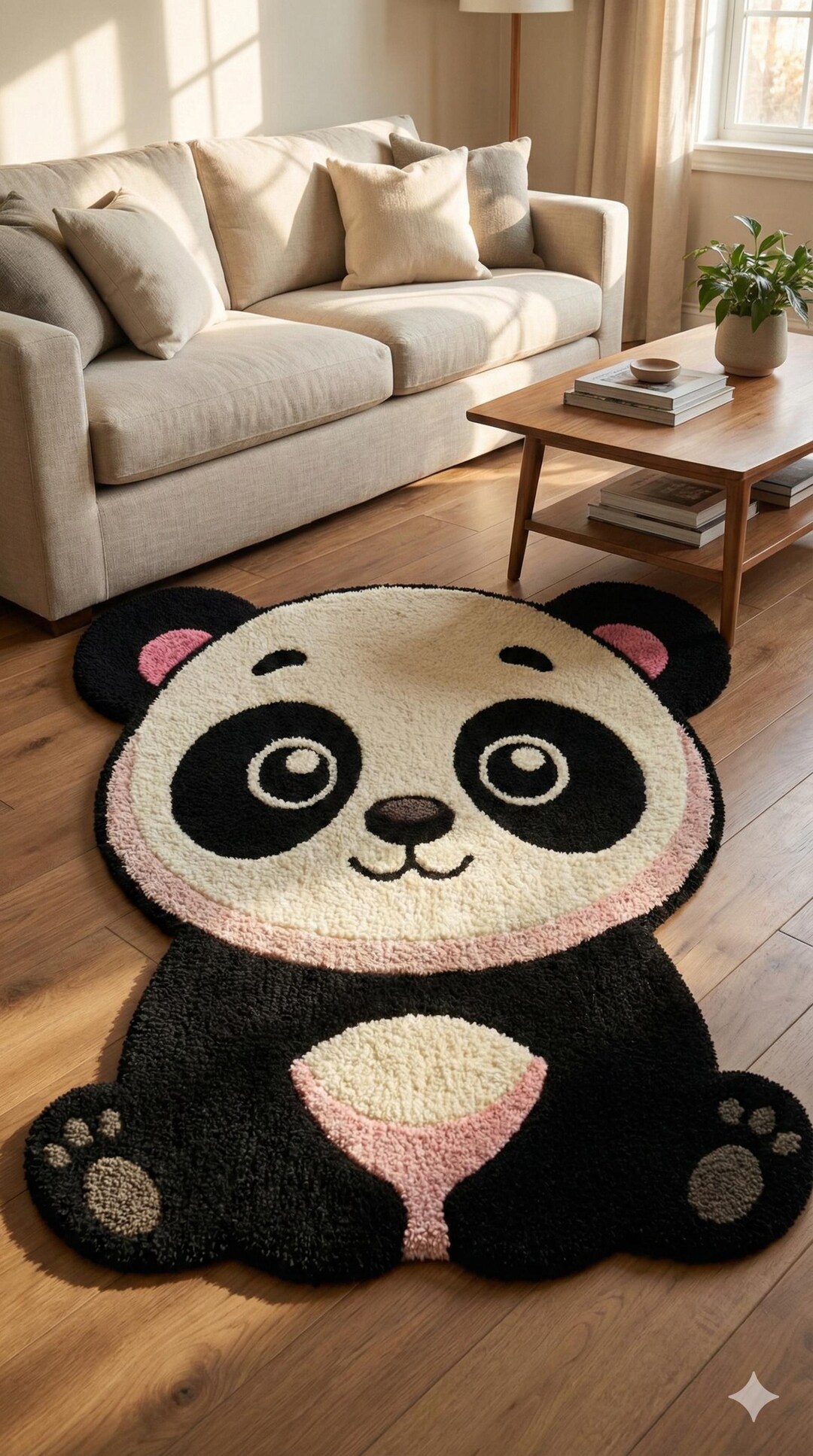 Real Panda Rug Panda Shaped Area Rug, Black White Animal Carpet, Kids Room Nursery ...