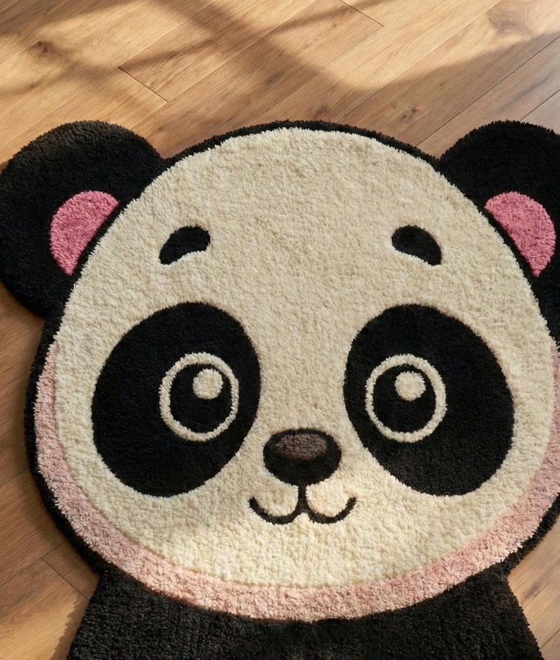 Panda Shaped Area Rug, Black White Animal Carpet, Kids Room Nursery ...