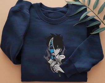Moletom com Capuz Bordado de Anime, Design Level Up, Presente para Fãs