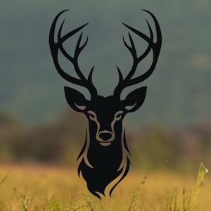 Deer Head Vinyl Decal – Buck Sticker for Car, Truck, Cooler, Hunting Gear – Bold Antler Silhouette for Outdoor Lovers
