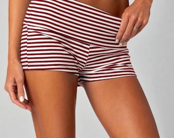 Fold Over Waist Yoga Shorts: Spandex Blend | Slim Fit Activewear