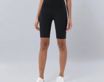 Yoga Shorts mit hoher Taille: Atmungsaktives Nylon Spandex Radsportbekleidung