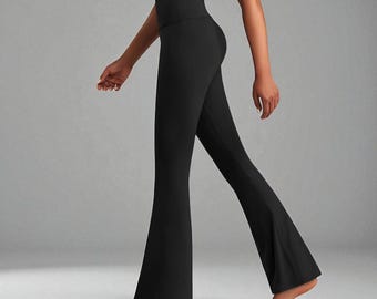 High Waist Flare Yoga Pants for Women | Wide Leg Bootcut Workout Leggings | Hip Lifting Fitness Trousers | Activewear Gym Pants