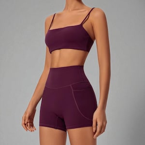 High Waist Yoga Set: Quick Dry Sports Bra & Scrunch Shorts
