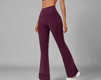 High Waist Flared Leggings Workout Set: Nylon Spandex Yoga Outfit