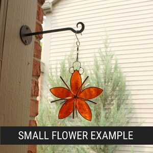 Stained glass hanging flower suncatcher. Orange Red Yellow. Garden art and home decor. 2 sizes. Indoor or outdoor decoration. image 7