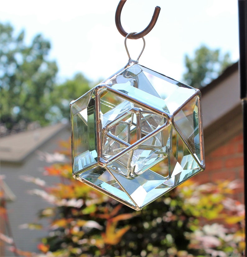 Stained Glass Beveled Suncatcher Double Hanging Orb. 12 Etsy