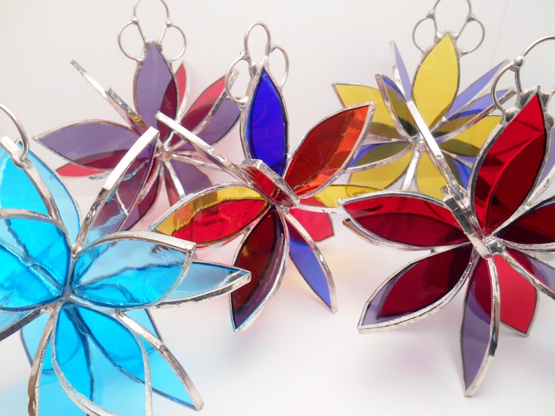 Stained glass flower garden art home decor yard decoration sun catcher glass sculpture gift for her housewarming gift wedding gift