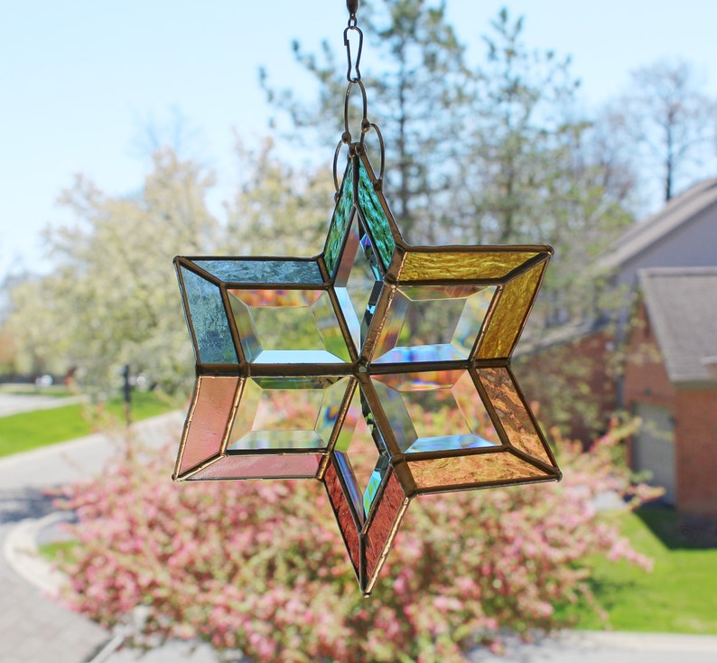 3d Stained Glass Spinner. Twirling Pastels Colors. Hanging Etsy