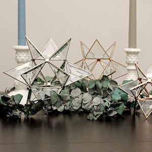 Beveled Stained Glass Moravian Star. Holiday Mantle Decor.  Elegant Wedding Table Centerpiece