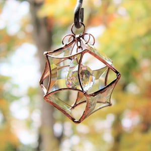 Copper Beveled Glass Star Suncatcher. Crystal Prism Rainbow Maker