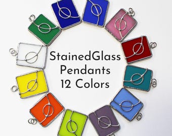 Collier pendentif vitrail.  Bijoux en fil de fer minimalistes, chaîne en argent de 18 po. incluse.