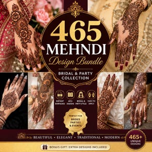 465 Mehndi Designs Bundle PDF | Bridal, Arabic, Indian, Pakistani  Bengali Henna Patterns | Hand, Feet & Finger Mehndi Collection