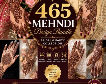 465 Mehndi Designs Bundle PDF | Bridal, Arabic, Indian, Pakistani  Bengali Henna Patterns | Hand, Feet & Finger Mehndi Collection