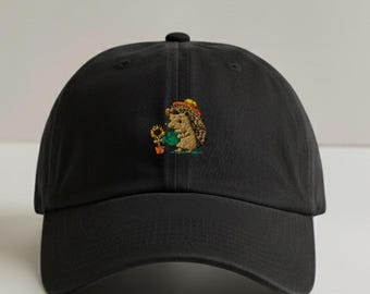 Embroidered Hedgehog Cap – Organic Cotton | Gift for Gardeners, Grandad, Father’s Day, Garden Lovers