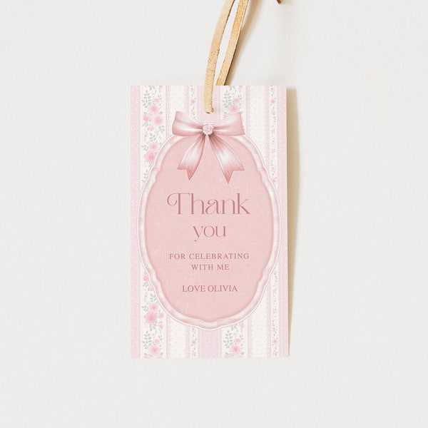 Love Shack Floral Lace Thank You Tags - Customizable Appreciation Gift Tags - Elegant Pink Treat Tags for Parties