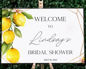 Main Squeeze Lemon-Themed Welcome Sign: Perfect voor bruids- en babyborrels - bewerkbare directe download