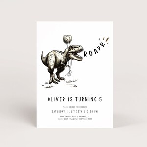 Minimalist Dinosaur Birthday Invite - Editable, Instant Download for Boys