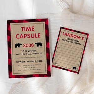 Lumberjack 1st Birthday Time Capsule Printable: Buffalo Plaid (Digital Download)