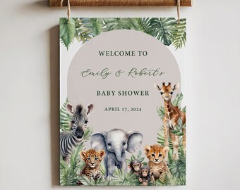 Safari Baby Shower Welcome Sign: Jungle Animals Decor (Digital Download)